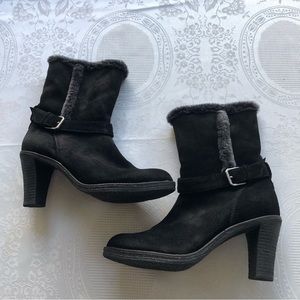 Johnston & Murphy Black Suede Leather 3” Heeled Dress Boots Women’s Size 7.5